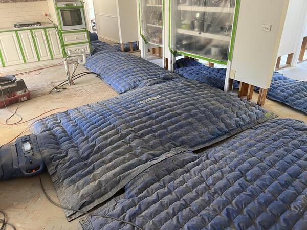 Structural drying to remove hidden moisture trapped deep inside walls, timber floors, subfloor and timber framing 11