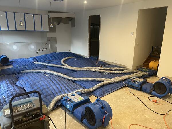 Structural drying to remove hidden moisture trapped deep inside walls, timber floors, subfloor and timber framing