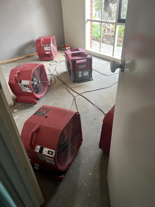Structural drying to remove hidden moisture trapped deep inside walls, timber floors,